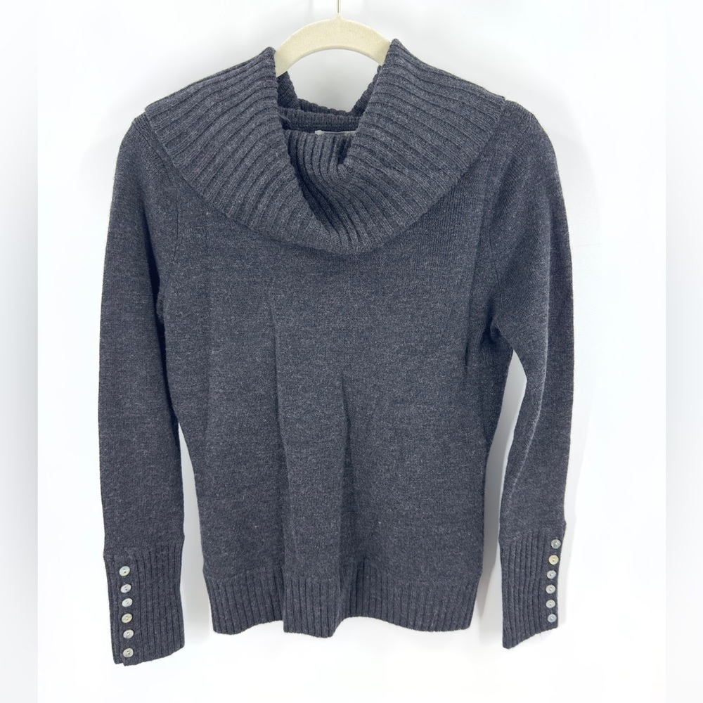 Tweeds Merino Wool Sweater Womens Small Cowl Neck Button Sleeve Luxury Old Money